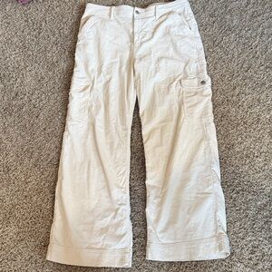American Eagle Super High-Rise Baggy Wide Leg Cream Corduroy Stretch Pants Sz 16